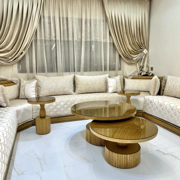 salon marocaine beje simple
