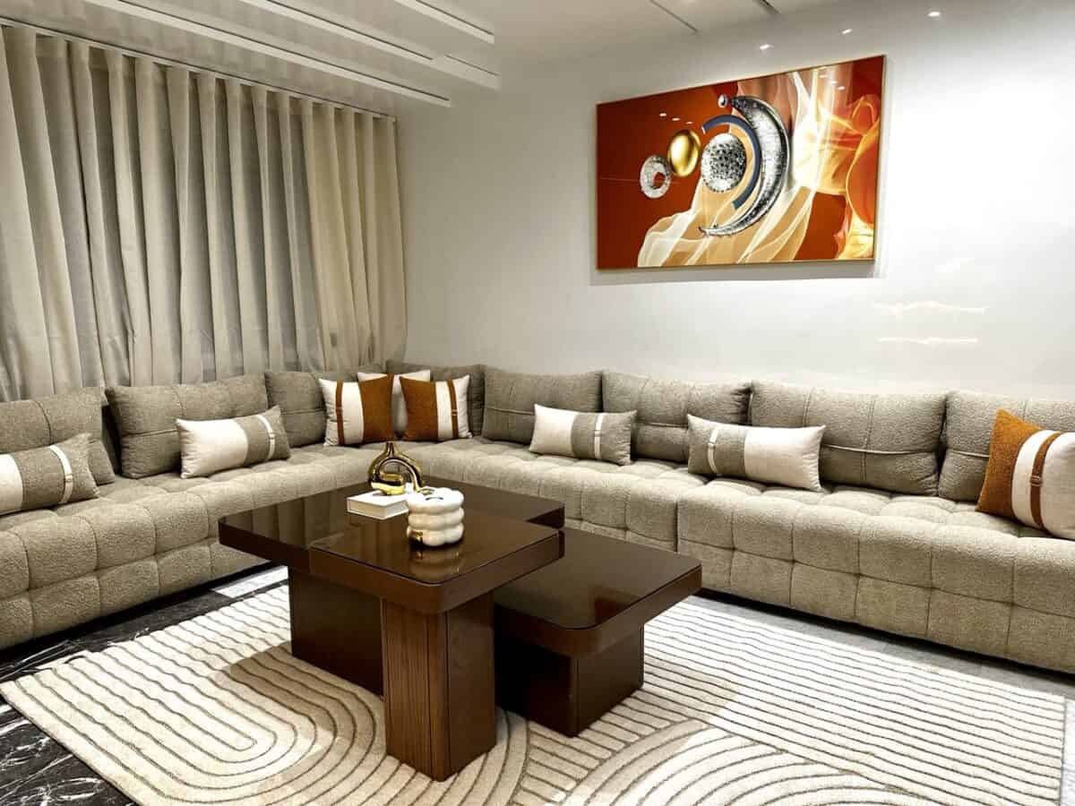 canape simple gri deux chaises oronge – Image 1