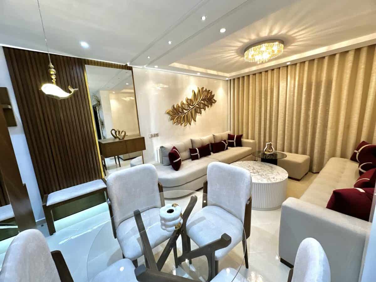 canapé beige simple l rond – Image 4