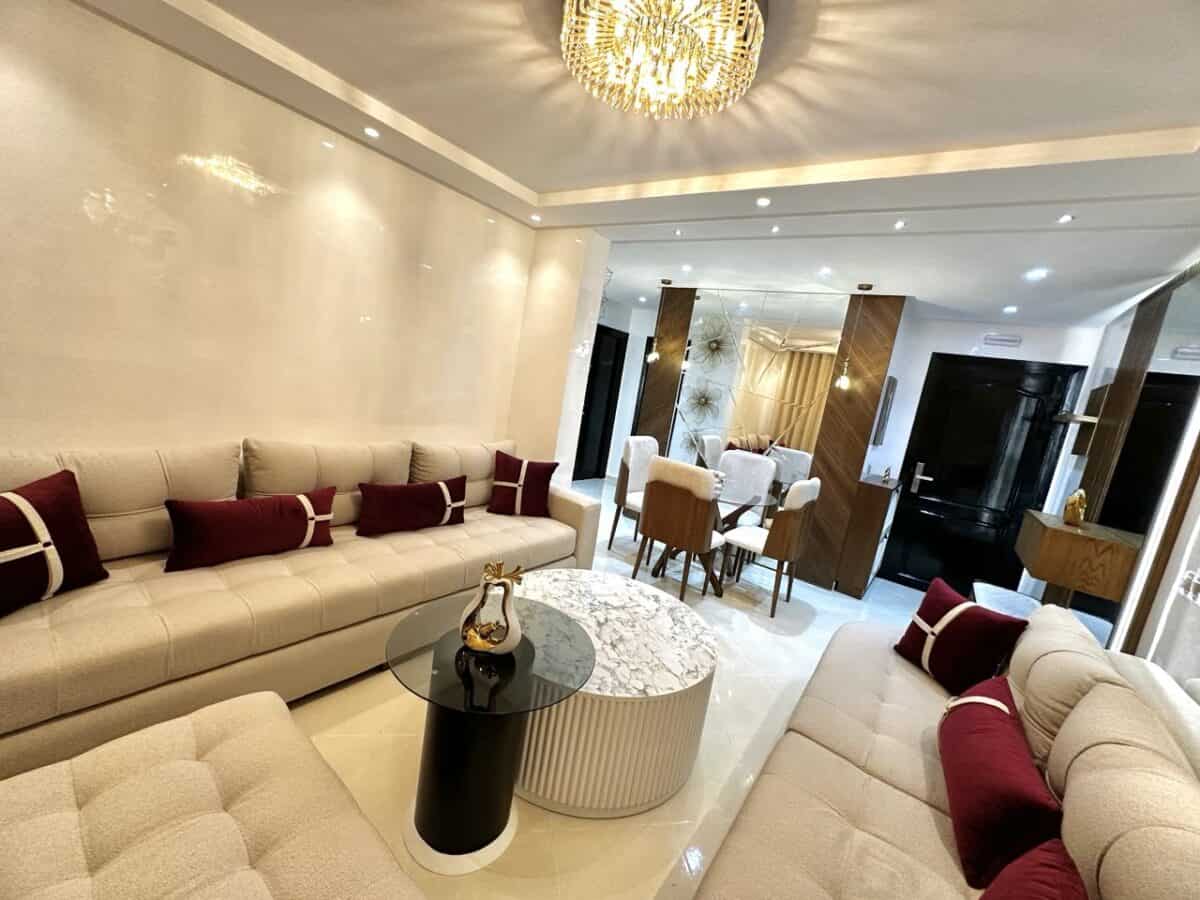 canapé beige simple l rond – Image 1