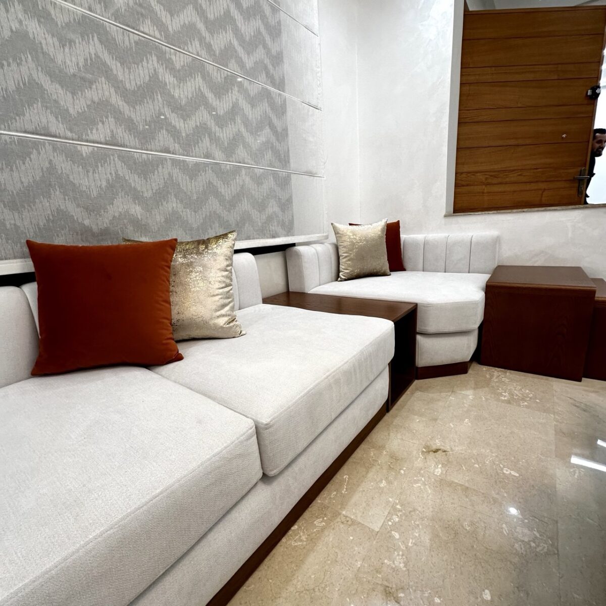 canape simple beje U – Image 2